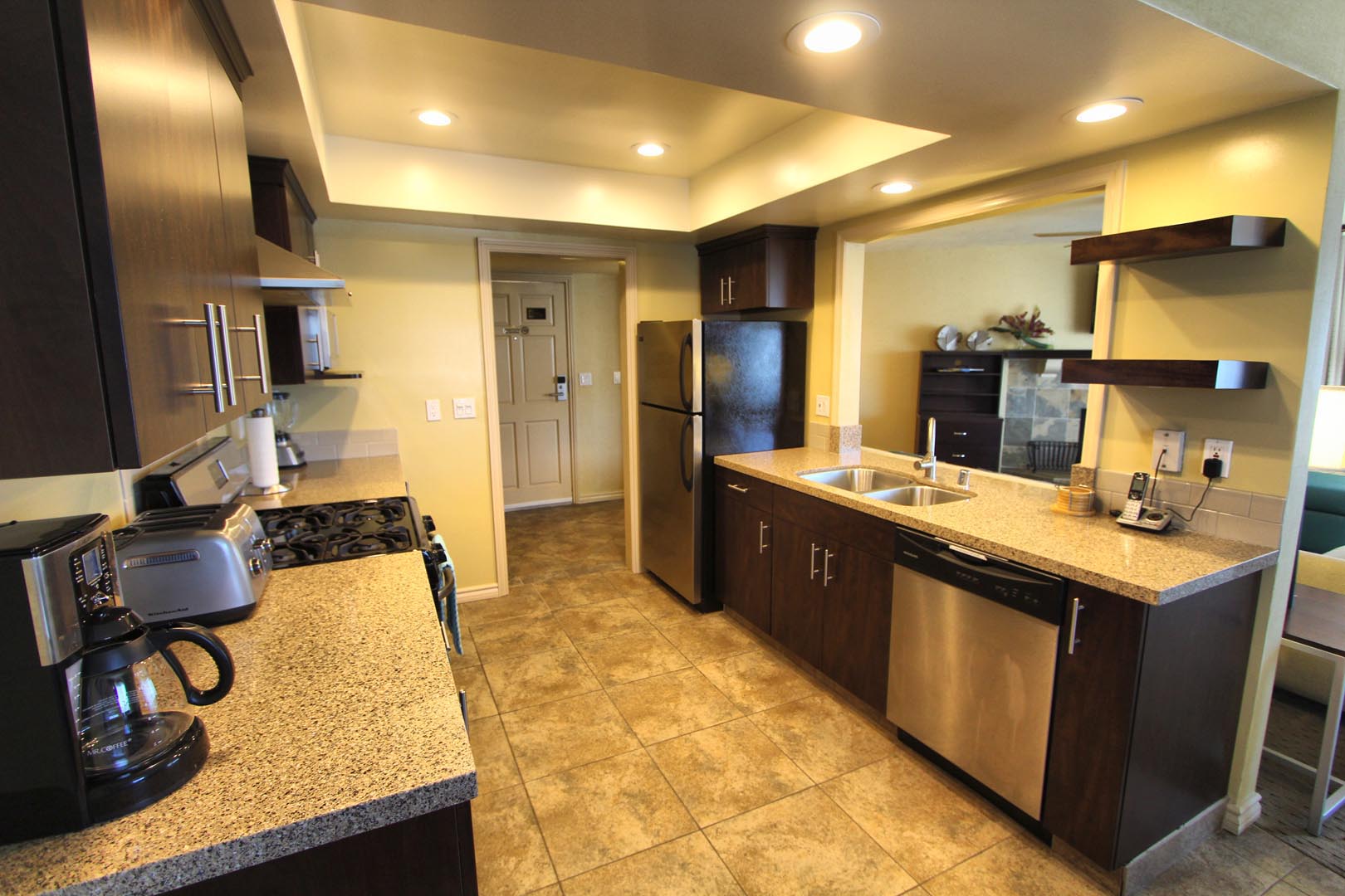 A fully equipped kitchen at VRI's Four Seasons Pacifica in San Clemente, California.